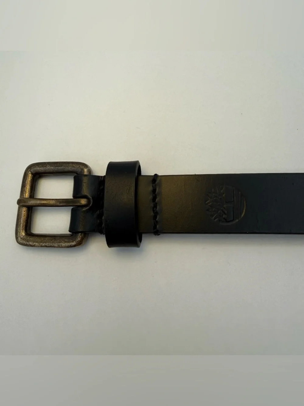 Timberland Genuine Leather Black Belt Antique Brass Buckle Size XL India